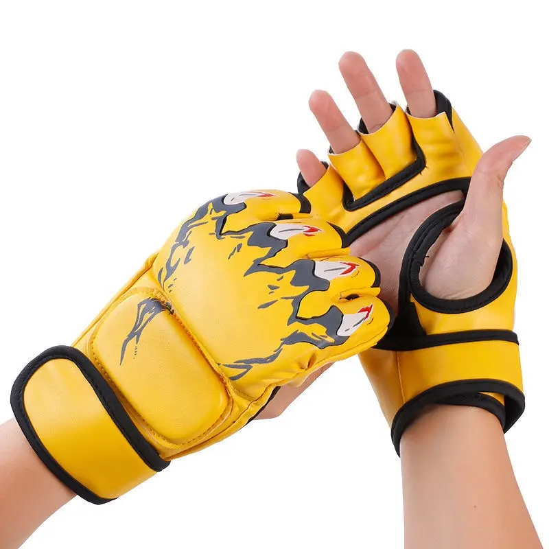 China factory OEM short finger Martial arts Sparring Sanda boxing MMA gloves boxing gloves for adults