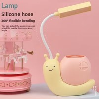 Lampe de bureau LED créative pour l'apprentissage, protection oculaire, chargement USB, design escargot - Couleur chaude pour enfants de maternelle, petit cadeau