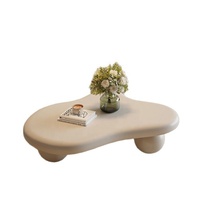 Table basse nordique moderne en forme de nuage avec structure en bois et métal, couleur crème, petite taille, pour salon, meubles d'appartement