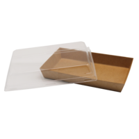Plateau d'emballage pour sushis en papier kraft écologique, sans colle, étanche, avec couvercle