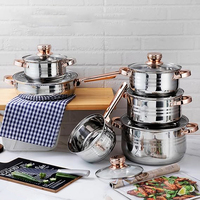 Vente en gros d'ustensiles de cuisine 12 pièces en acier inoxydable Ensemble professionnel de casseroles et poêles de qualité chef