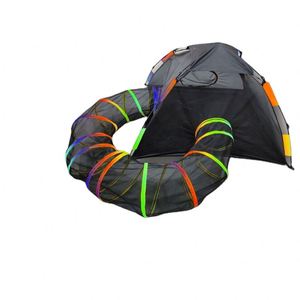 Parc de jeu pour chat BSCI, portable, avec bordure arc-en-ciel, tente pour animaux de compagnie avec tunnel rond, livré avec sac de transport - Product Image 1