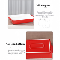 Plat à four en céramique à double poignée de style européen |   Ustensiles de cuisine antiadhésifs compatibles four, micro-ondes et lave-vaisselle |   Moule à pâtisserie rectangulaire pour la maison et la boulangerie