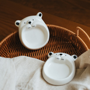 Piatto per Salsa a Forma di Orso in Ceramica Modellata a Mano, Colore Sottosmalto Giapponese, Piatto per Salsa di Soia e Aceto per Sushi - Product Image 4