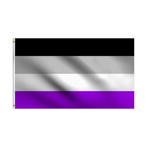 Флаг аскетеричной сексуальности (асексуалистский) 60*90 см (2*3 фута) черно-серо-бело-фиолетовый с двумя люверсами - Product Image 2