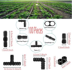Kit de Conectores de Irrigação por Gotejamento de 100 Peças, Conectores de 1/2 Polegada Compatíveis com Sistemas de Irrigação por Gotejamento - Product Image 5