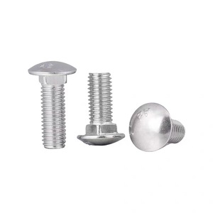 304 Stainless Steel Carriage Bolts Round Head Square Neck Fully Threaded Inch Size 1/4 5/16 3/8 1/2 Standard Thread Plain Finish - Product Image 1