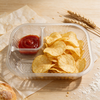 Vassoio Trasparente per Patatine con Scomparti Vari e Spazio per Salsa, in PET Riciclato per Alimenti, Imballaggio Sicuro per Alimenti