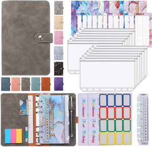 Carnet de notes A6 en cuir PU marbré, enveloppes de billets pour la planification de l'argent avec feuilles de Budget de frais - Product Image 4