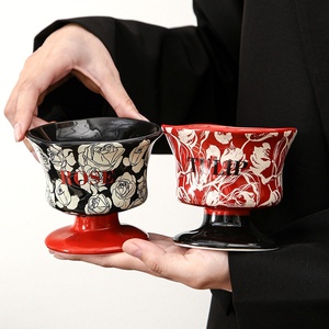 Gobelet en céramique vintage de haute qualité à pied haut pour la maison, idéal pour les desserts et la crème glacée, très esthétique et résistant aux hautes températures - Product Image 4
