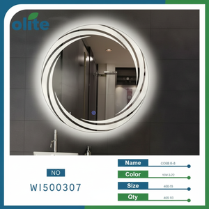 Specchio da bagno a LED rotondo moderno con motivo incorniciato per la decorazione domestica progettato per l'uso della camera da letto-acquisto all'ingrosso e all'ingrosso - Product Image 1