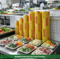 Film alimentaire PVC de qualité alimentaire, rouleau jumbo, plusieurs tailles, étiquette personnalisée pour restaurant, emballage pour aliments frais
