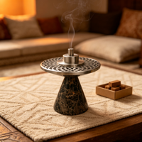 Brûleur d'encens en marbre naturel Emperador de qualité supérieure, Bakhoor Mubkhar en marbre pour villa de luxe, majlis, festival, ornement aromatique pour la maison