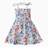 Robe d'été pour filles Zs 4th July US, sans manches, à bretelles, motif drapeau américain, en spandex/polyester respirant, longueur genou, pour enfants