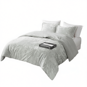 <b>Comforter</b> <b>Set</b> Crushed Velvet Sherpa Reversible Floral Woven Cotton King Super King Home Bedding 4 Pcs - Product Image 1