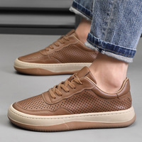 Nouvelles chaussures décontractées en cuir synthétique pour hommes - Confortables, décontractées, respirantes, à lacets, bout rond, chaussures de sport en cuir Teo