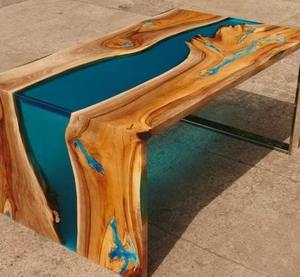 Unique Design Custom Resin Inlay <b>Dining</b> <b>Table</b> Natural Solid <b>Wood</b> Smooth Finish for Luxury <b>Dining</b> Use Available At Best Price - Product Image 3