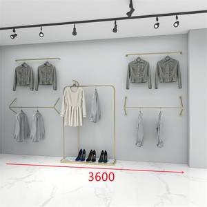 Soporte <span class=keywords><strong>para</strong></span> colgar ropa dorado cromado Estante <span class=keywords><strong>para</strong></span> ropa de acero inoxidable Soporte <span class=keywords><strong>para</strong></span> colgar ropa de metal con diseño de Zapatero - Product Image 1