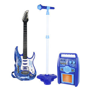 Ensemble de jouets d'instruments de musique pour enfants en gros : Guitare électrique avec support, microphone et instrument de musique stéréo - Product Image 1