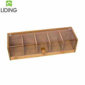 Bamboo Tea Bag Organizer with Acrylic Lid