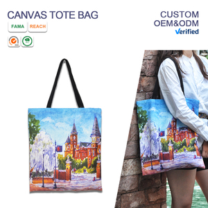 Bolsa de Compras de Lona Ecológica de Gran Capacidad para Fin de Semana, Bolsa de Playa Personalizada, Bolsa de Lona Rosa Resistente con Bordado - Product Image 2