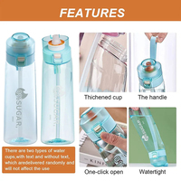 1 bouteille d'eau aromatisée de 1000 ml avec capsules de saveur aléatoires, gourde de sport Tritan sans BPA pour activités de plein air et fitness, à boire directement