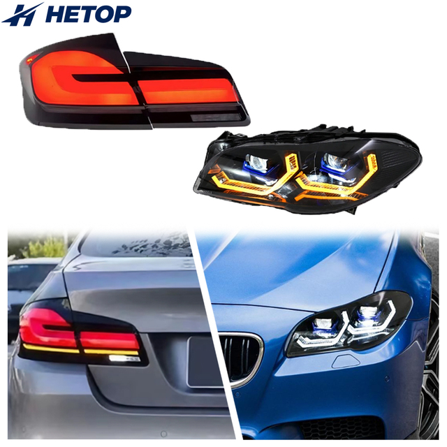 HETOP F10 Headlight Dual Color F10 Taillight 2010-2017 Set Custom Upgrade Ikon Style LED DRL Tail Lamp Plug and Play for BMW
