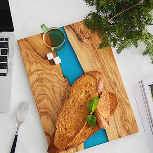 Nhà Tự Nhiên Bán Buôn Nhựa Epoxy Và Gỗ Ô Liu Cắt Phục Vụ Hội Đồng Quản Trị Cho Charcuterie Platter Thực Phẩm Pho Mát Trái Cây - Product Image 5