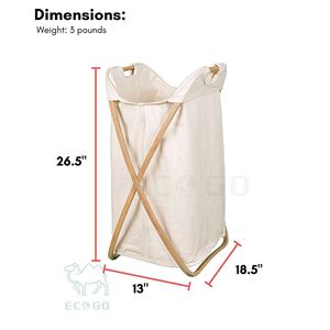 Cesto de Ropa Plegable de Bambú Natural con Asas para Dormitorio y Baño - Product Image 2
