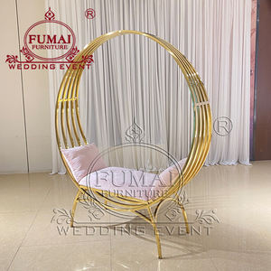 Fauteuil de mariage royal en acier inoxydable doré avec design en cercle - Product Image 4