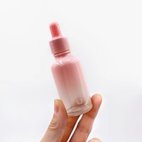 Flacon compte-gouttes en verre rose de luxe 20ml 30ml, emballage cosmétique rechargeable pour soins de la peau, flacon vide pour sérum avec compte-gouttes en verre