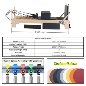 Reformer Pilates Classique avec Cadre en Bois d'Érable et Rails en Acier pour Salles de Sport à Domicile pour l'Entraînement de la Force du Core - Product Image 2