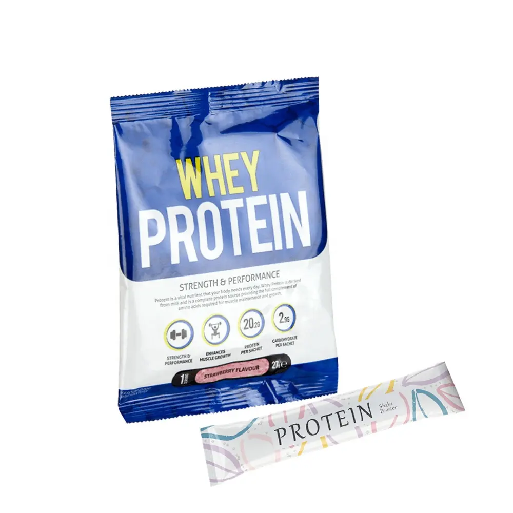 Tùy chỉnh in ấn Whey Protein bột gói thực phẩm nhỏ cấp Thanh gói kết thúc tốt đẹp Túi