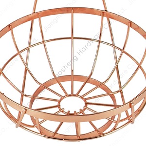 Rose Gold Fruit <b>Basket</b> Round Metal Storage With Banana Hook For Kitchen <b>Table</b> Durable - Product Image 4