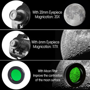 Telescopio Reflector de 70 mm 350X Portátil para Observación Astronómica, Exploración del Espacio Profundo, con Soporte para Trípode - Product Image 5