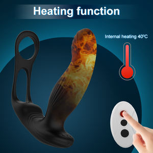 Vibrateur Anal Chauffant Intelligent Sex Toy Té<span class=keywords><strong>l</strong></span>écommande Masseur Électrique <span class=keywords><strong>de</strong></span> la <span class=keywords><strong>Prostate</strong></span> Masculine Double Anneaux <span class=keywords><strong>de</strong></span> Pénis pour <span class=keywords><strong>Homme</strong></span> - Product Image 4