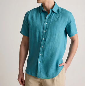 Custom <strong>Linen</strong> <strong>Men's</strong> Casual Summer <strong>Shirts</strong> Short Sleeves Eco-Friendly Breathable Anti-wrinkle Mandarin Turn-down Collar Single OEM - Product Image 4