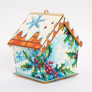 Commercio all'ingrosso moderno dipinto con diamanti in miniatura casetta per uccelli in legno <span class=keywords><strong>case</strong></span> delle bambole per ragazze con temi di animali stampati - Product Image 3