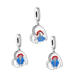 Fit Original Pan Charms Bracelet 925 Sterling Silver Red Hat Bear and Chihuahua Dog Bead For Women Jewelry Making