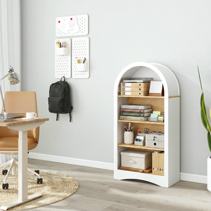 Mobiletto Espositore Autoportante 47 Pollici con Ripiani Effetto Legno, Armadio ad Arco a 4 Livelli con Scaffale Aperto, Arredamento Salvaspazio per Soggiorno - Product Image 3
