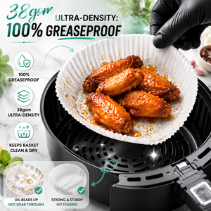 Fogli di Carta da Forno Rotondi Monouso Ecologici Resistenti al Calore a Doppio Lato da 8 Pollici per Friggitrice ad Aria, 50 Pezzi, Bianchi, Antiaderenti - Product Image 4