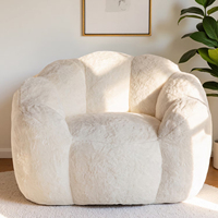 Sofá Puff Moderno con Forma Floral para Adultos, Ultra Suave, con Reposabrazos, Silla de Lectura Grande para Sala de Estar o Dormitorio, Puff de Felpa Rosa