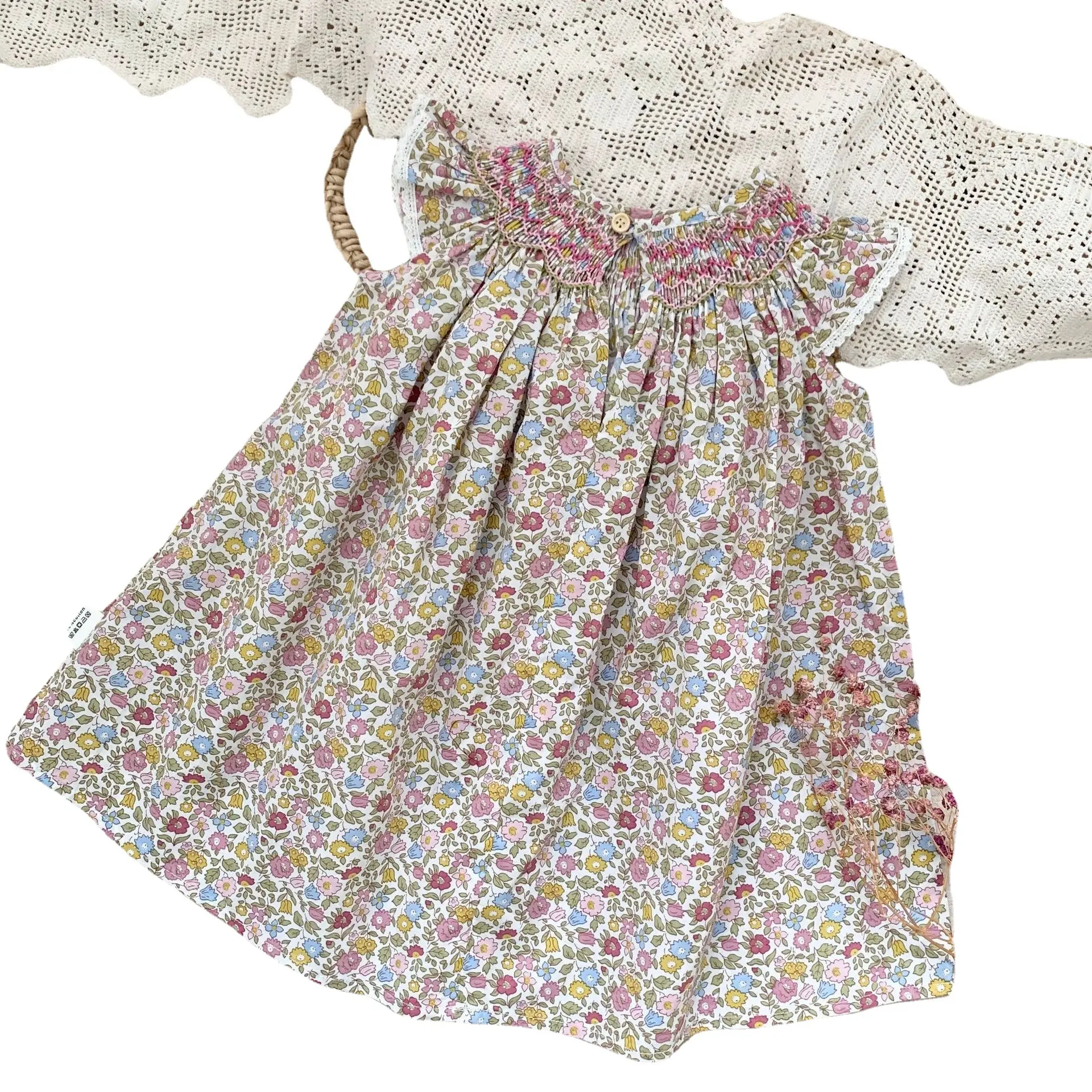 Mädchen gedruckt Flying Sleeve Puppen kleider Sommer Kinder Blumen Sommerkleid Baby kleid