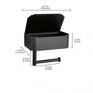 Porte-papier toilette WEKIS en acier inoxydable noir avec étagère et support pour téléphone pour cuisine et salle de sport - Design moderne - Product Image 3