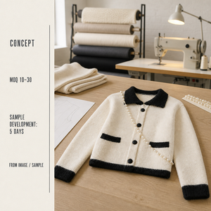 Cardigan in <span class=keywords><strong>Maglia</strong></span> Crema da <span class=keywords><strong>Donna</strong></span> con Bordi Neri, Collo e Polsini Decorati, Maniche Lunghe, Tasche e Catena di Perle, Stile Casual - Product Image 5