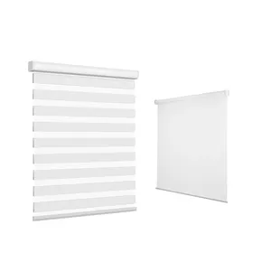 Factory Price Supplier Cordless Dual Zebra Roller Blinds Shades Sheer or Privacy - White