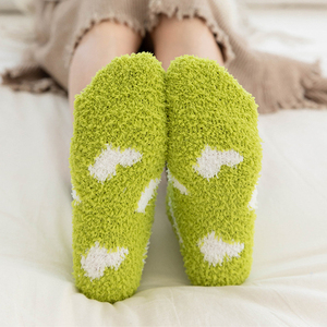 Women's Autumn and Winter Coral Plush Floor Cute Half Edge Plush Love <strong>Sleep</strong> Thickened Warm Fuzzy Socks - Product Image 2