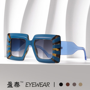 Yingtai Eyewear Large <b>Square</b> <b>Sunglasses</b> Blue PC Frame UV400 Women Fashion Style - Product Image 1
