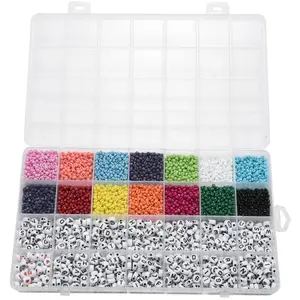 Amazon 28 Slots 1200 Pcs Acrylic Letter Beads Box Set Glass Seed Beads Kit For Jewelry Making