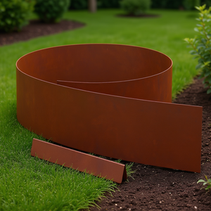 Borde de césped de acero oxidado resistente a la intemperie de 450 x 0.05 x 15 cm para paisajismo con piedra - Product Image 2